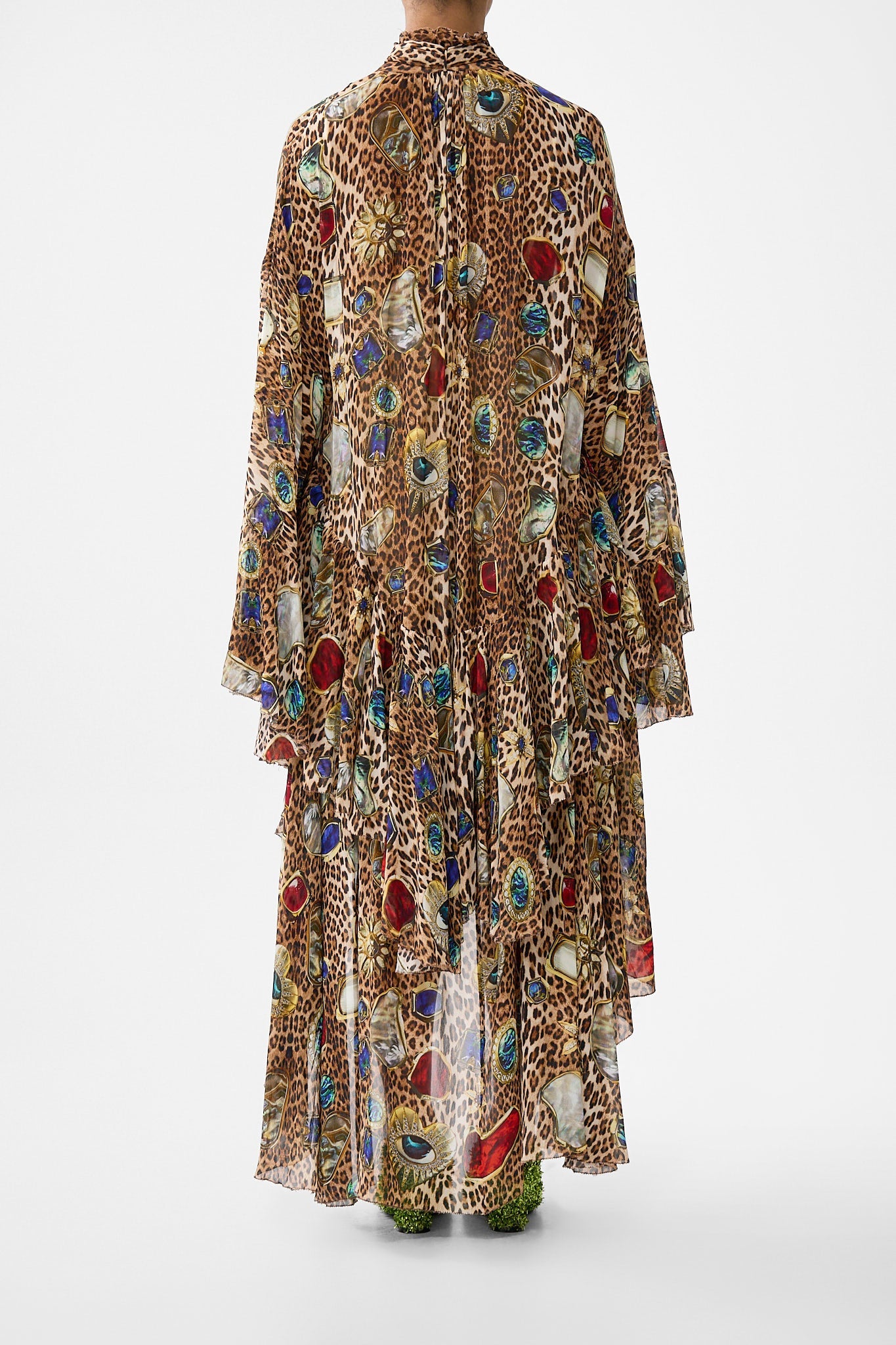 RUFFLE HIGH LOW DRESS WITH LONG SLEEVE NAZAR NIRVANA