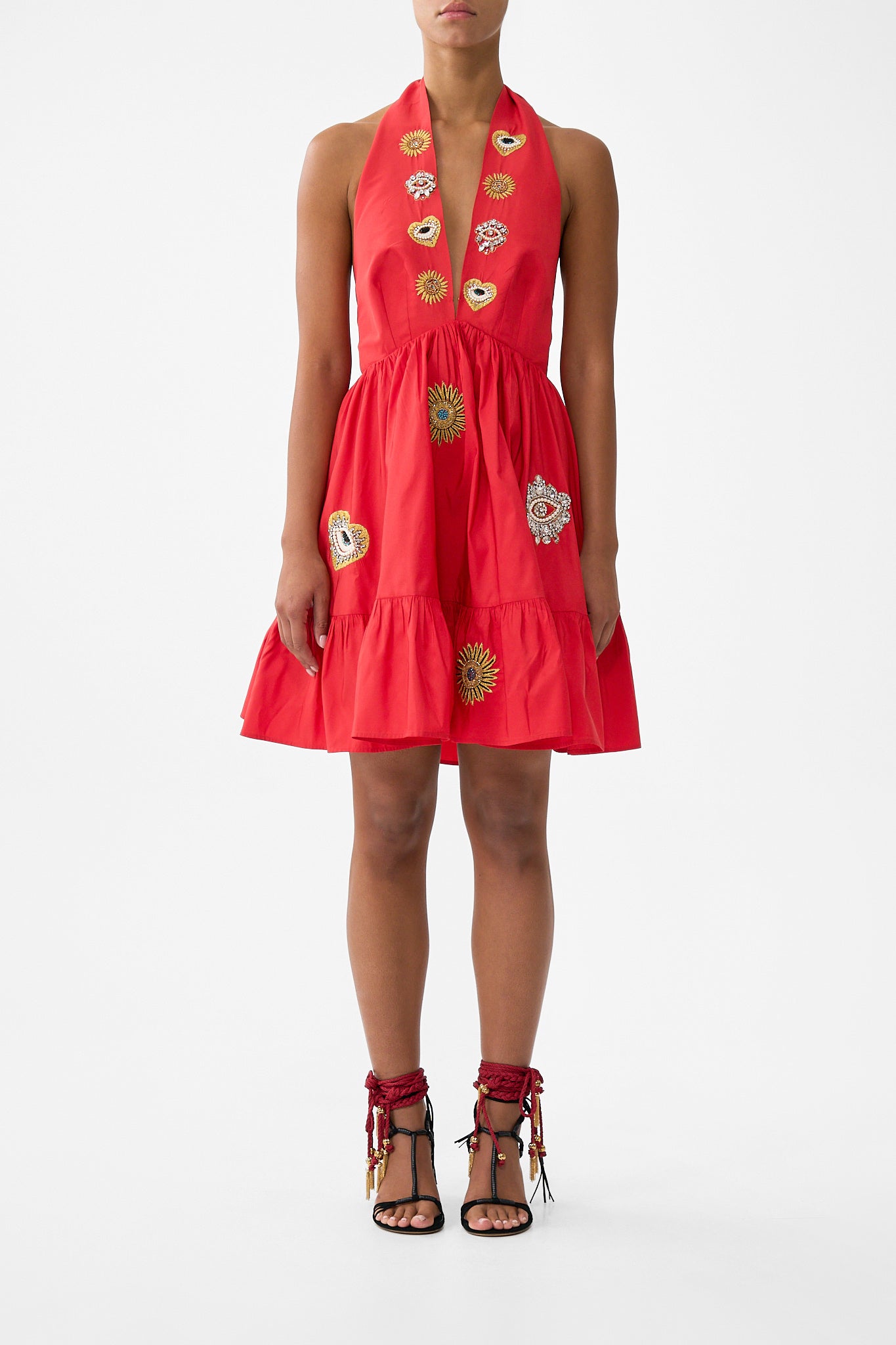 MINIVESTIDO HALTER CON VOLANTES EN EL BAJO NAZAR NIRVANA