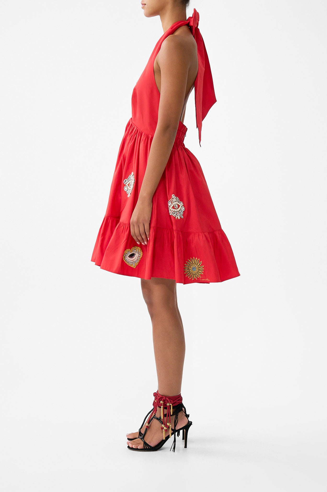 MINIVESTIDO HALTER CON VOLANTES EN EL BAJO NAZAR NIRVANA