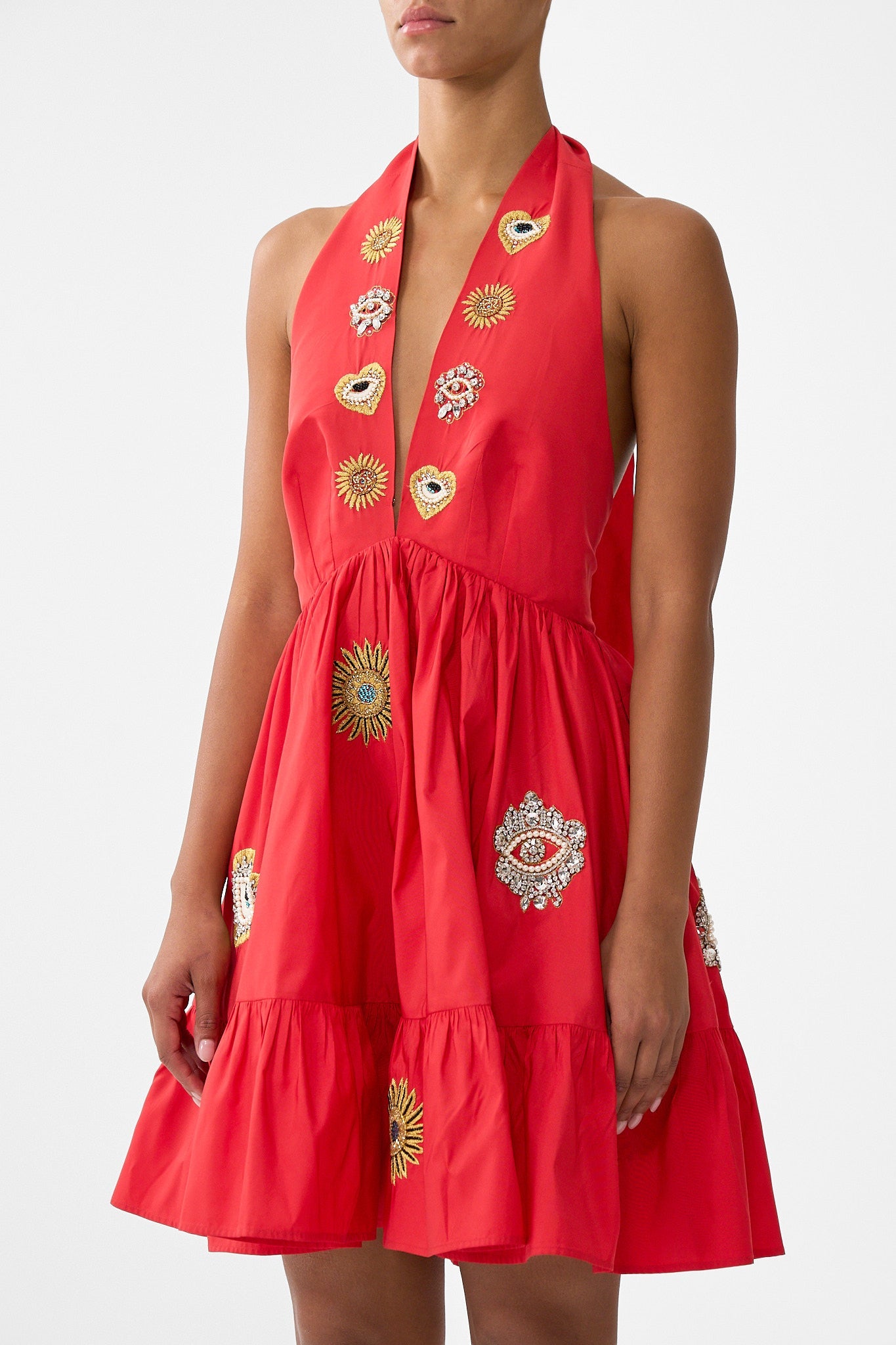 MINIVESTIDO HALTER CON VOLANTES EN EL BAJO NAZAR NIRVANA