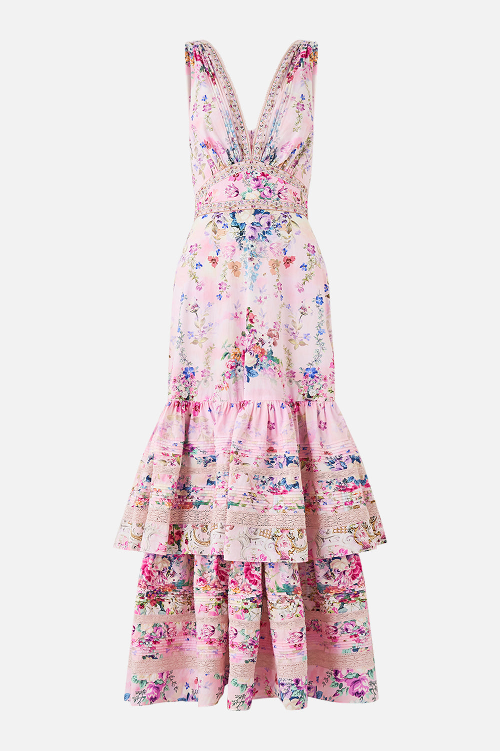 TWO TIERED GATHERED RUFFLE DRESS PALATIAL PASTELS