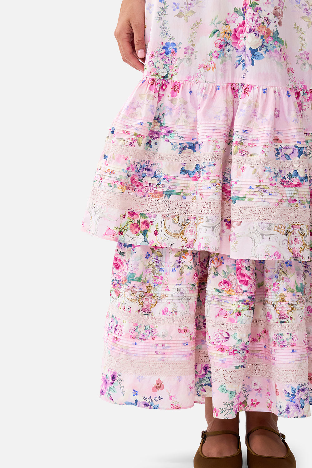 TWO TIERED GATHERED RUFFLE DRESS PALATIAL PASTELS