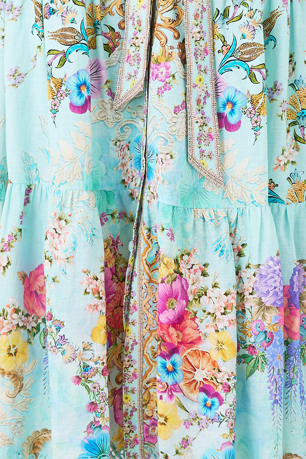 VESTIDO CAMISERO MIDI DE MANGA ABULLONADA CON LAZO BAZAAR BLOOMS
