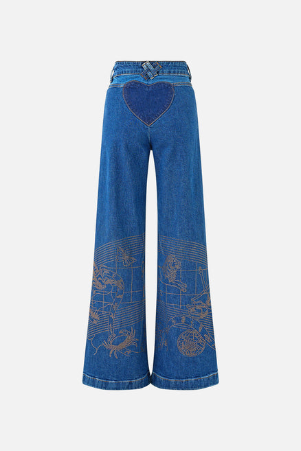 The Denim Luna Kitsch Stitch High Rise Wide Leg Jean | CAMILLA US