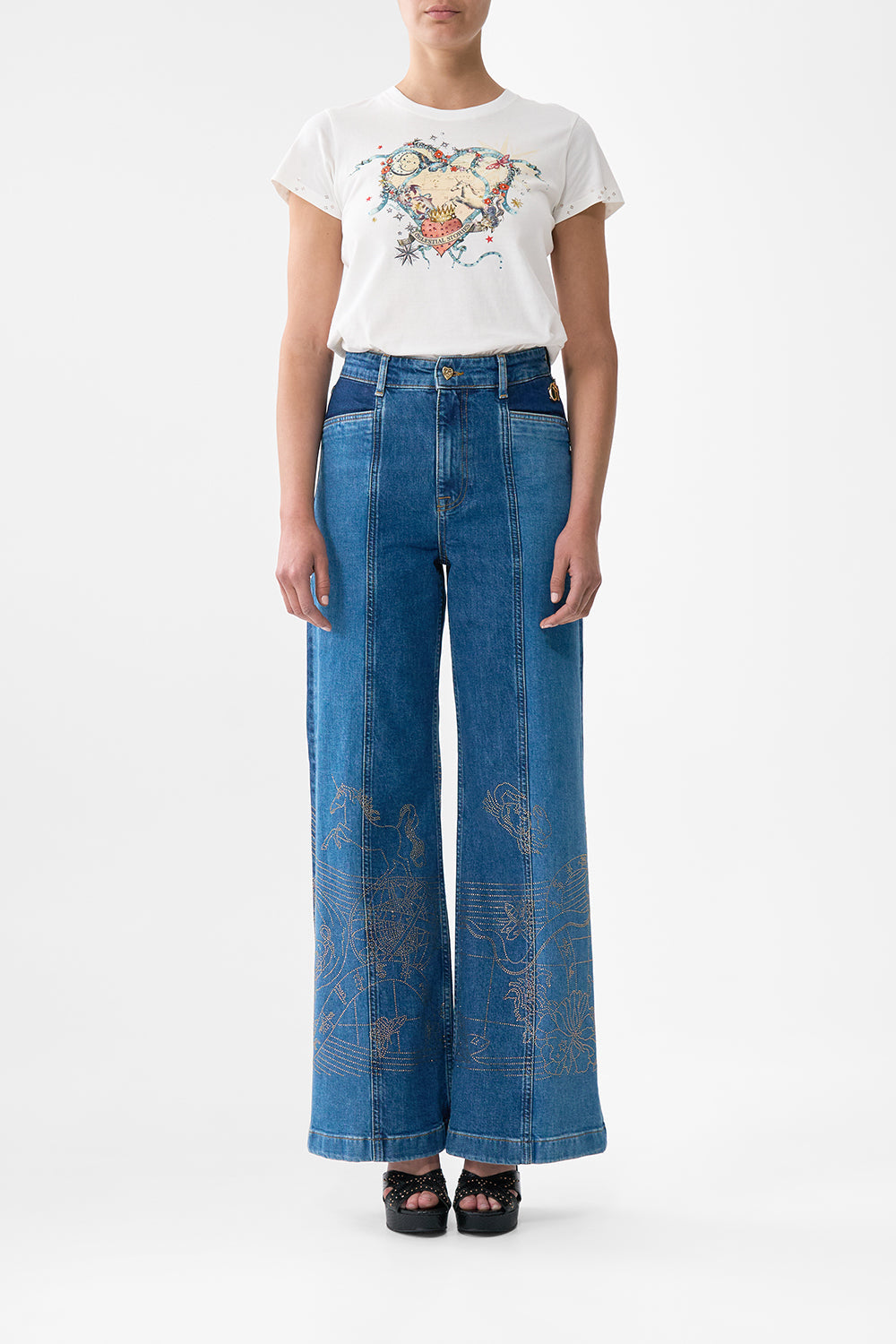 Denim Jenna Zodiac Zone High Waisted Flare | CAMILLA US – CAMILLA