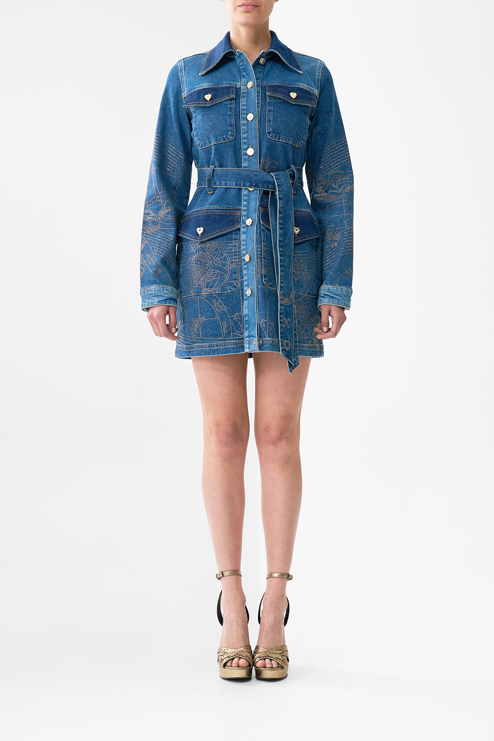 Denim Jenna Zodiac Zone Belted Mini Dress | CAMILLA US – CAMILLA