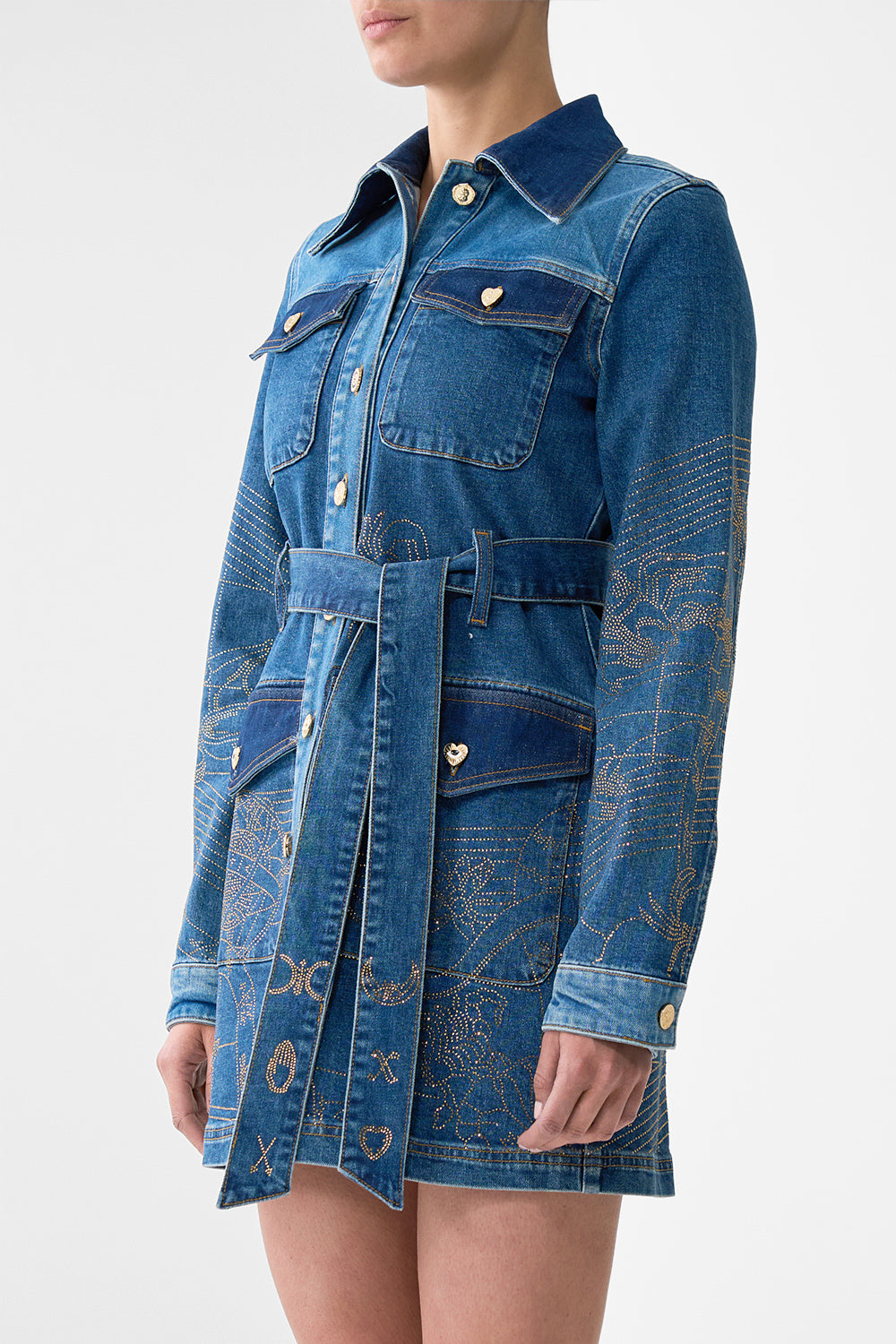 Denim Jenna Zodiac Zone Belted Mini Dress | CAMILLA US – CAMILLA