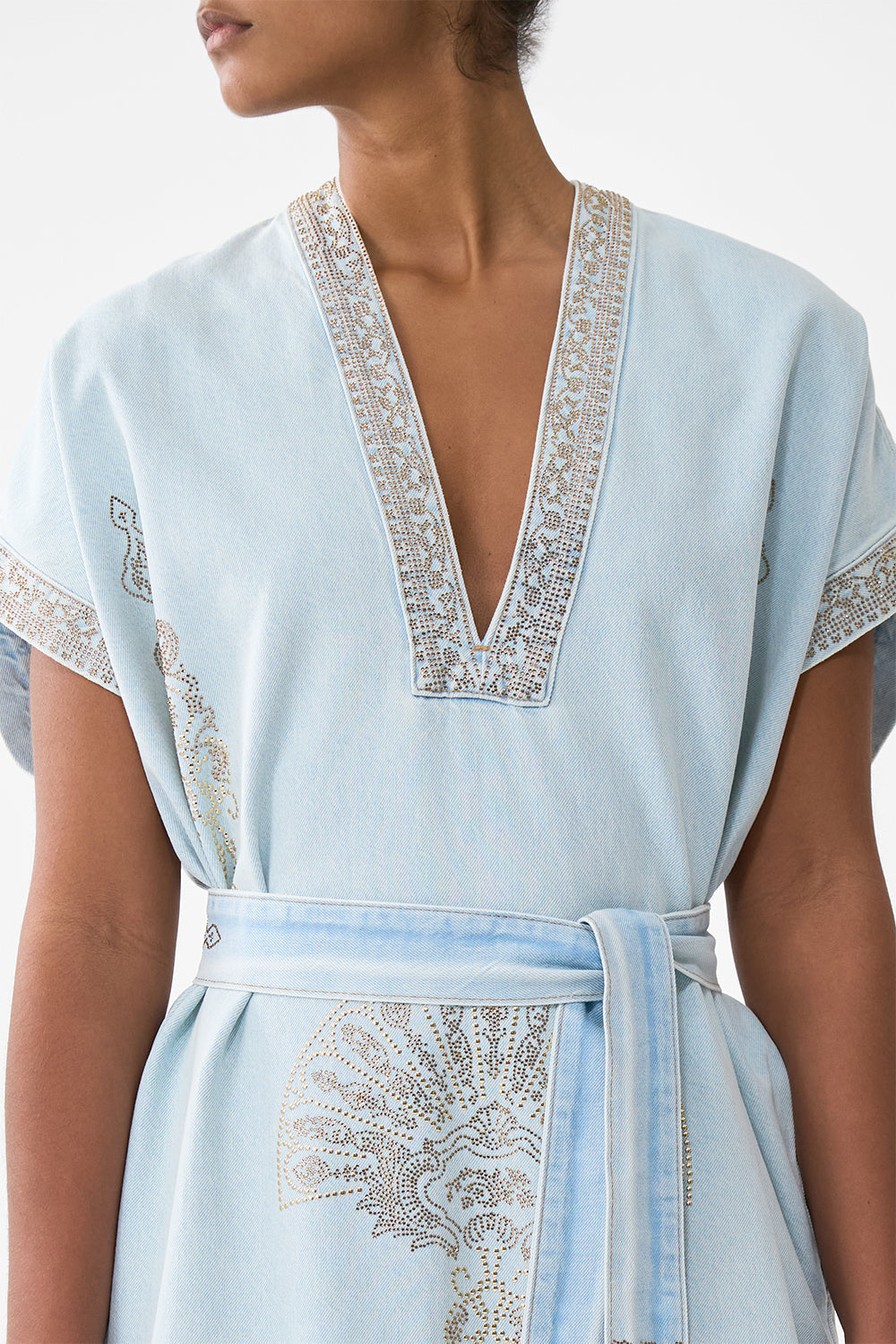 Denim Alika Istanbul Alchemy Belted Kaftan | CAMILLA US – CAMILLA