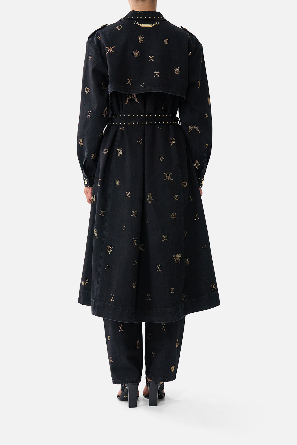 HEIRLOOM EMPIRE LONGLINE BELTED TRENCH COAT DENIM
