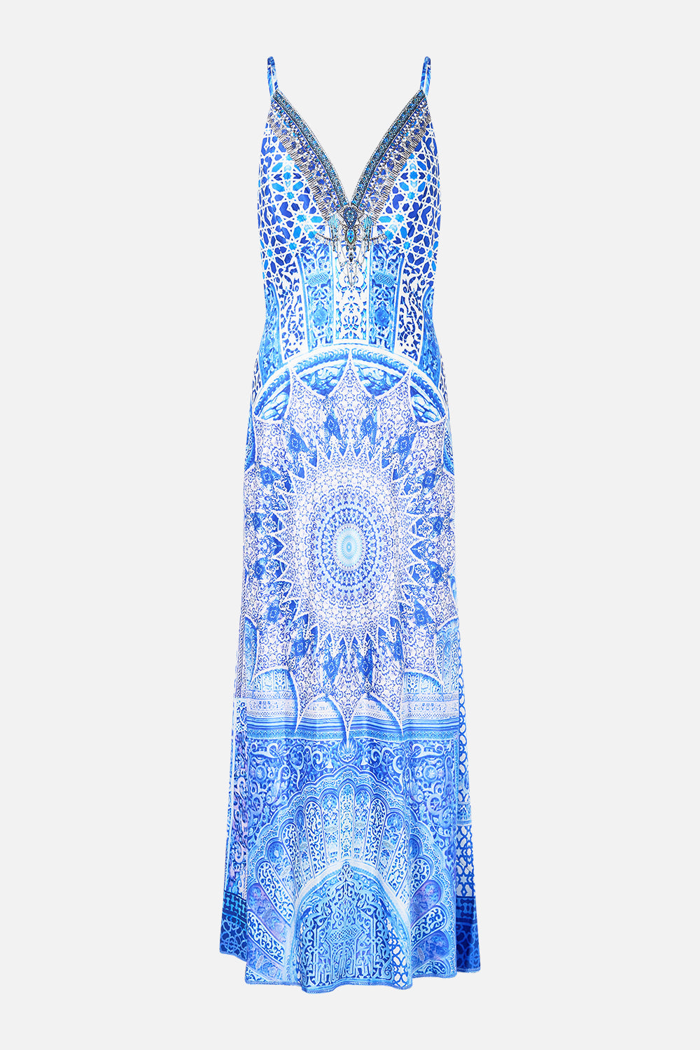 The Bosphorous V-Neck Long Bias Slip Dress With Train | CAMILLA US