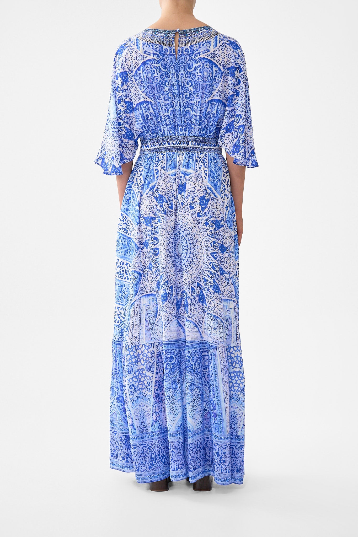 WAISTED DRESS WITH HEM RUFFLE THE BOSPHOROUS