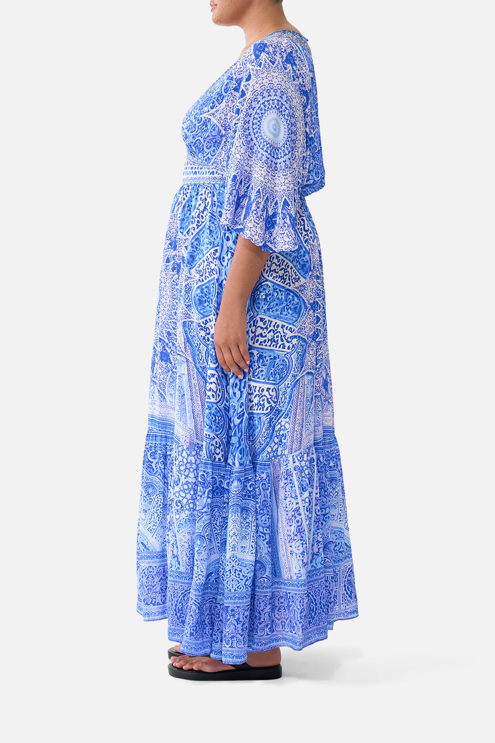 WAISTED DRESS WITH HEM RUFFLE THE BOSPHOROUS