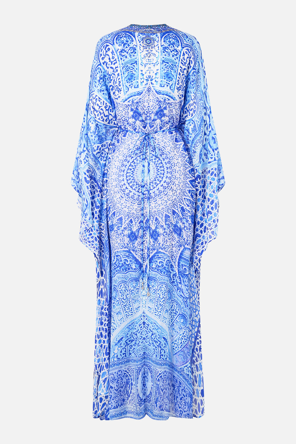 The CAMILLA LONG KAFTAN WITH WAIST DETAIL THE BOSPHOROUS in our  print.