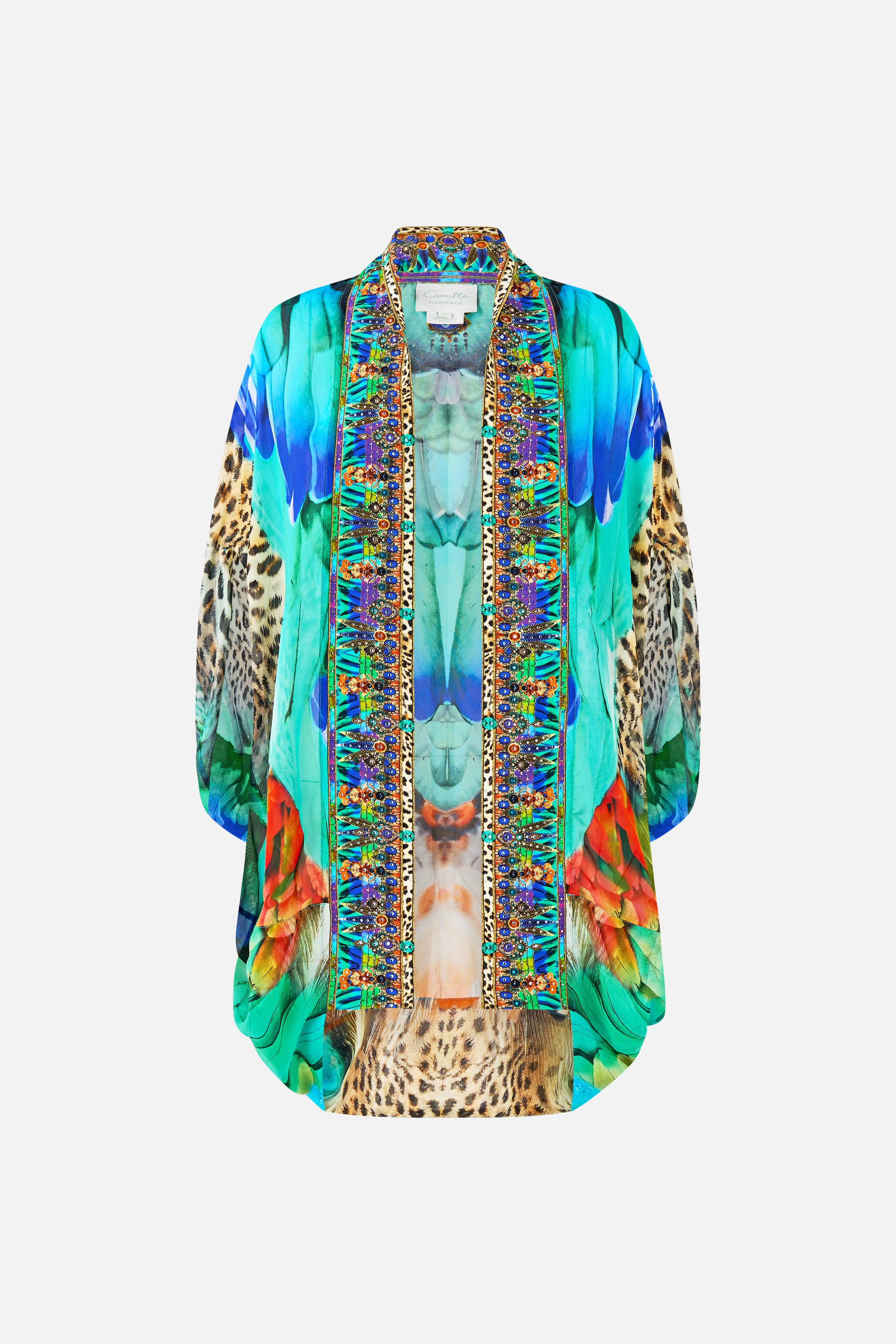 CHAQUETA CARDIGAN ABIERTA ESTILO CAPA VUELO POR LA JUNGLA