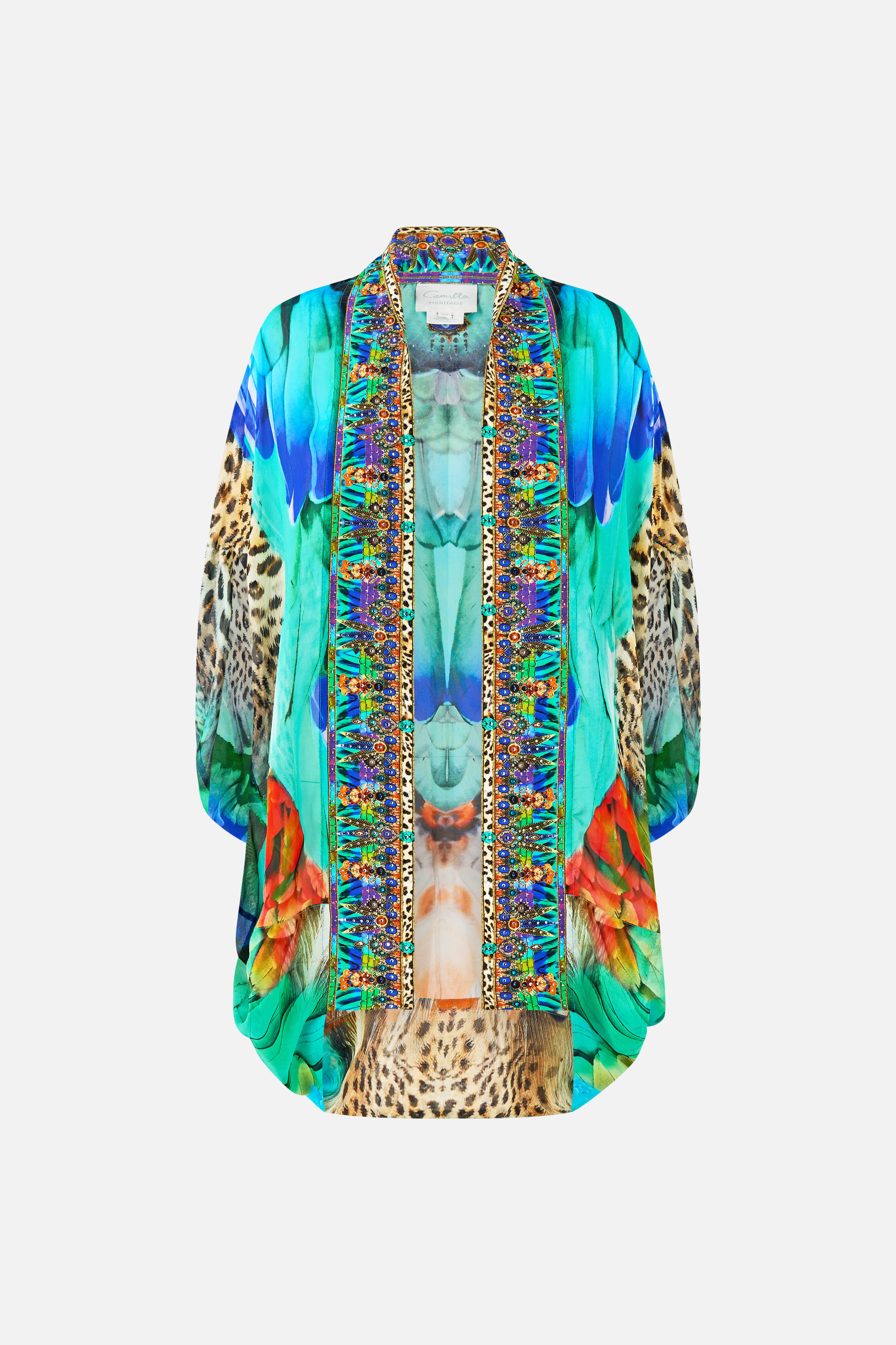 CHAQUETA CARDIGAN ABIERTA ESTILO CAPA VUELO POR LA JUNGLA