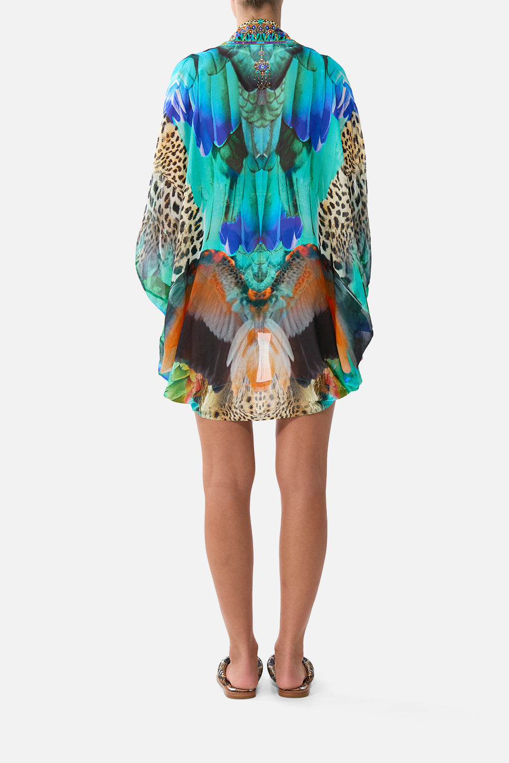 CHAQUETA CARDIGAN ABIERTA ESTILO CAPA VUELO POR LA JUNGLA