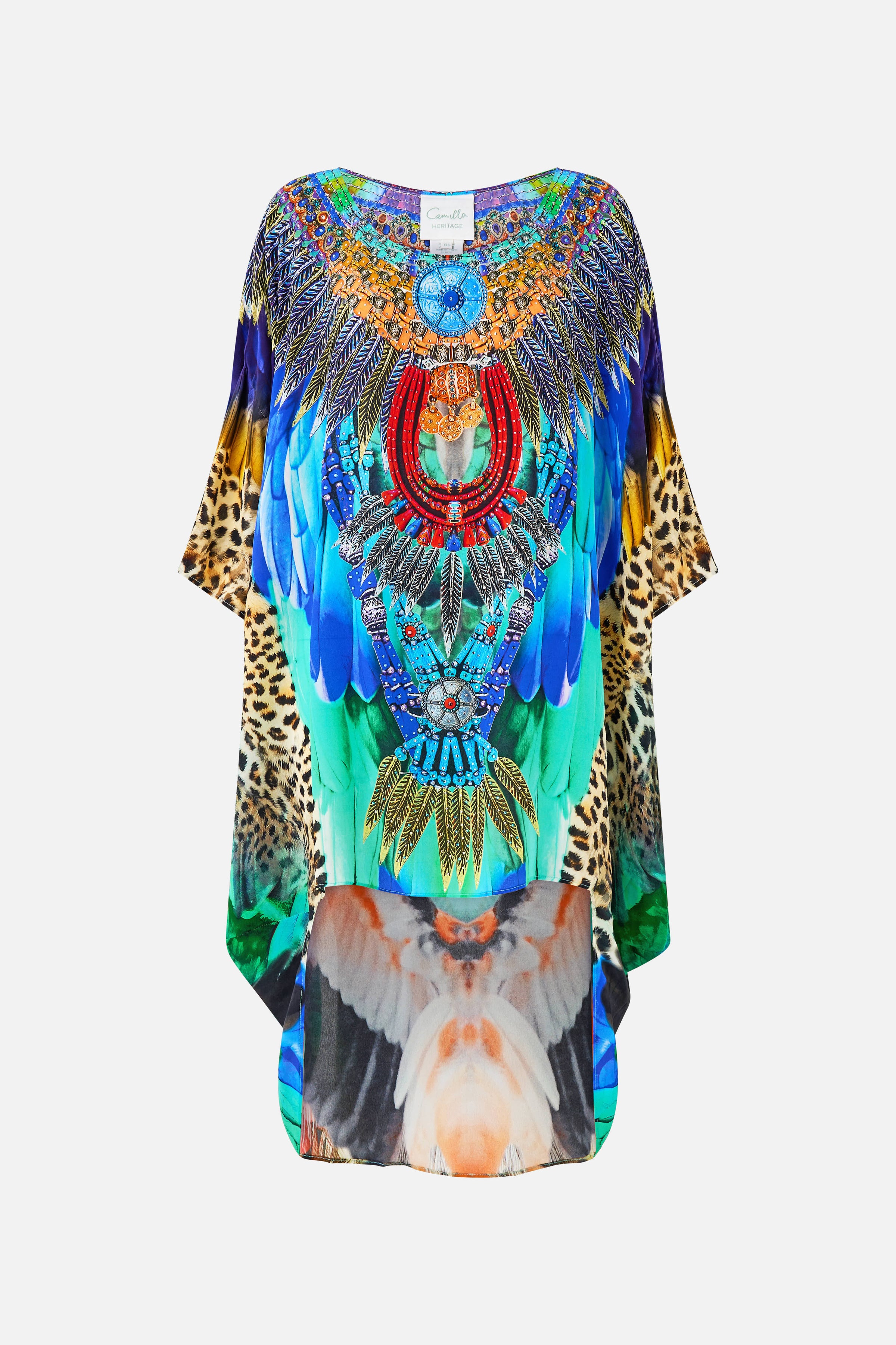 VESTIDO CON BAJO TRASERO REDONDEADO ESTAMPADO JUNGLE FLIGHT