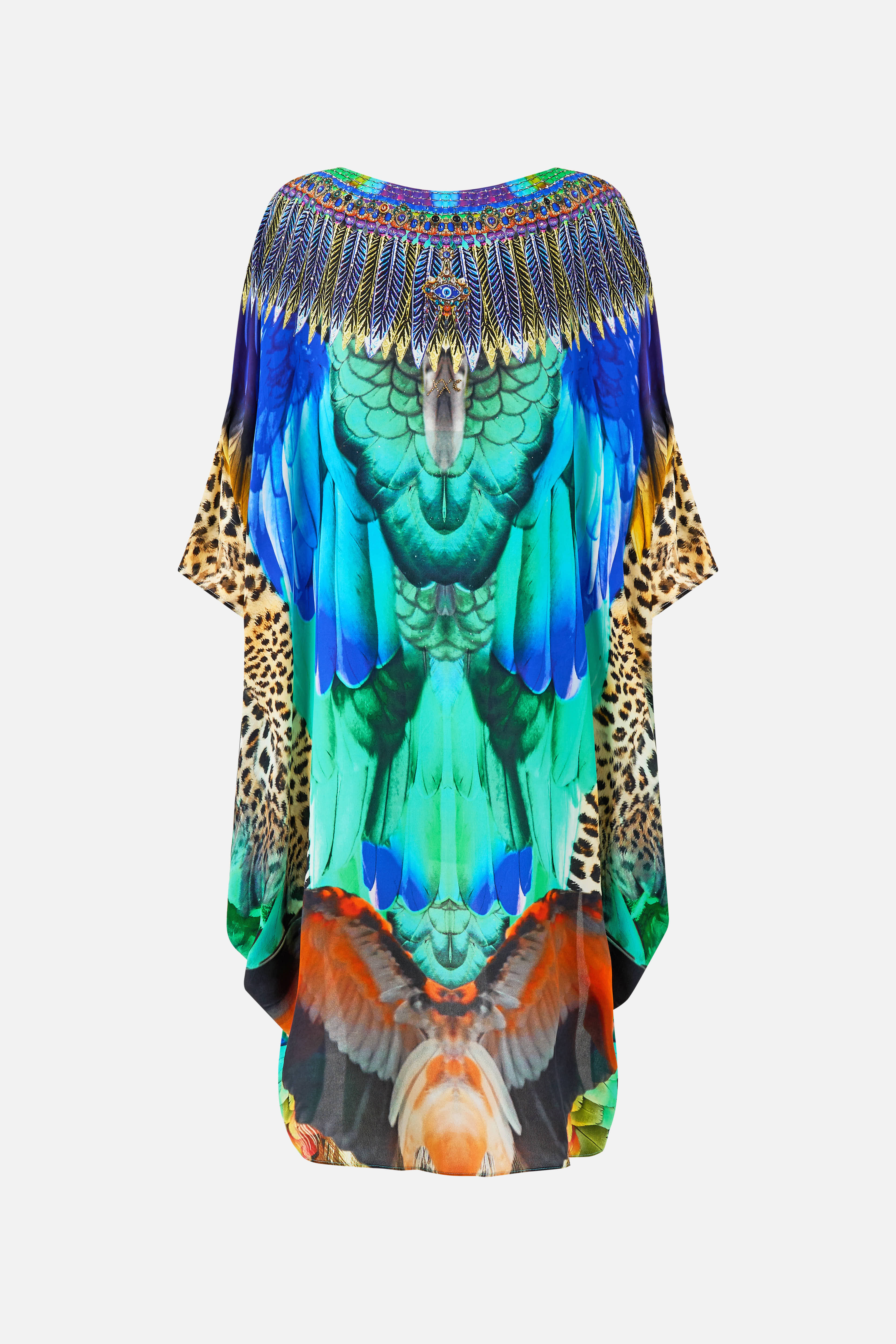 VESTIDO CON BAJO TRASERO REDONDEADO ESTAMPADO JUNGLE FLIGHT
