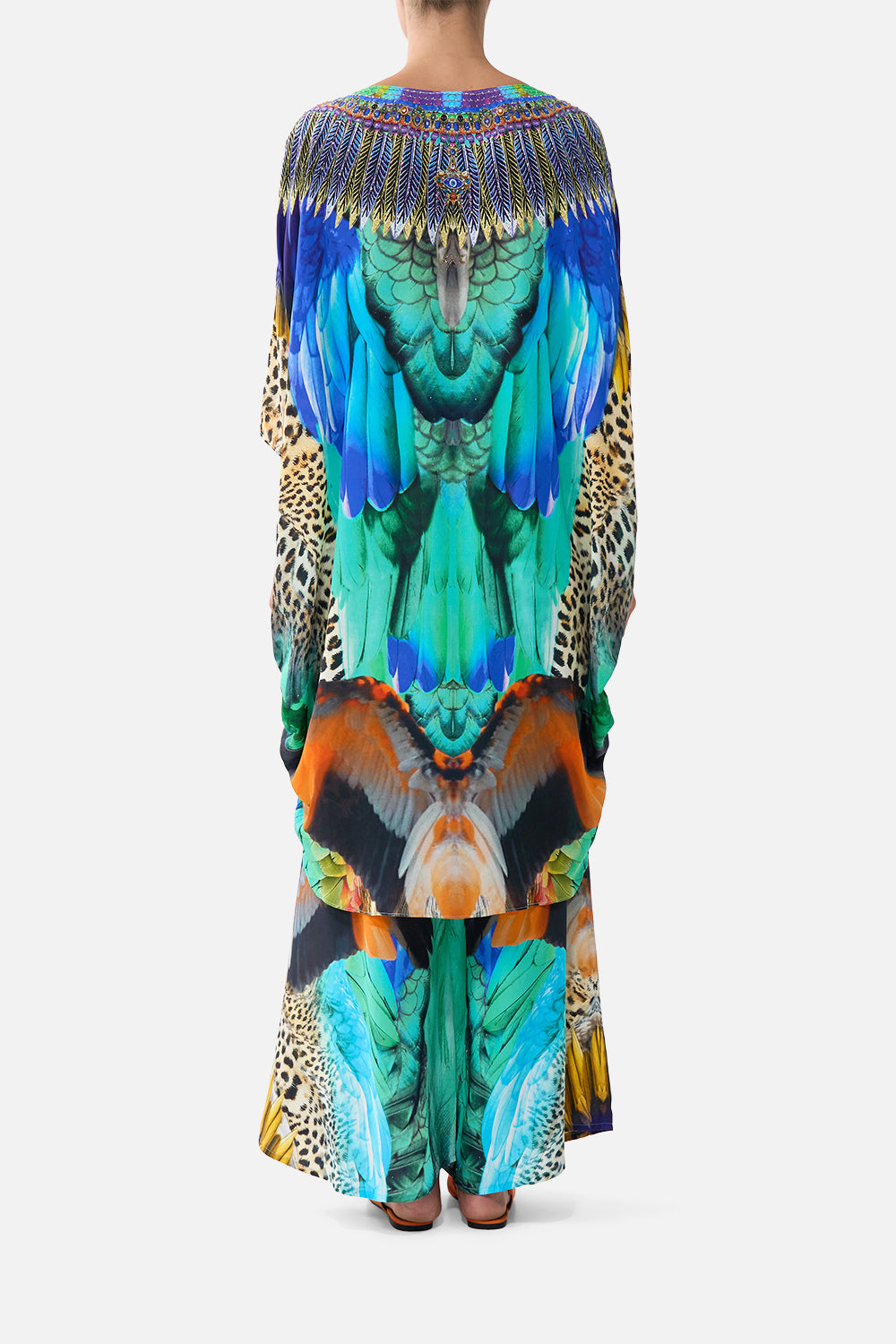 VESTIDO CON BAJO TRASERO REDONDEADO ESTAMPADO JUNGLE FLIGHT