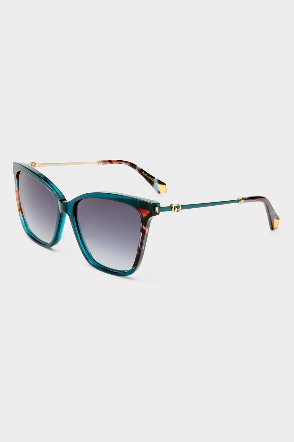 The CAMILLA deep sea dive sunglasses in Teal Marble, front product view