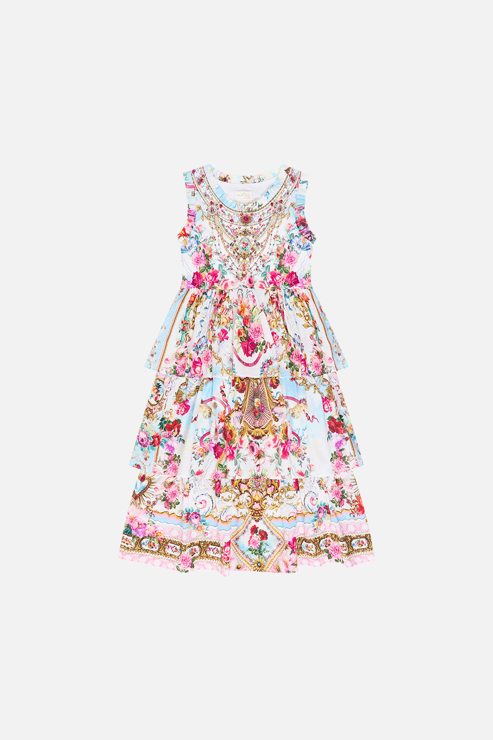 VESTIDO MAXI DE TIRANTES PARA NIÑAS CON FALDA DE CAPAS TEJIDAS TORERO LIBERTINE