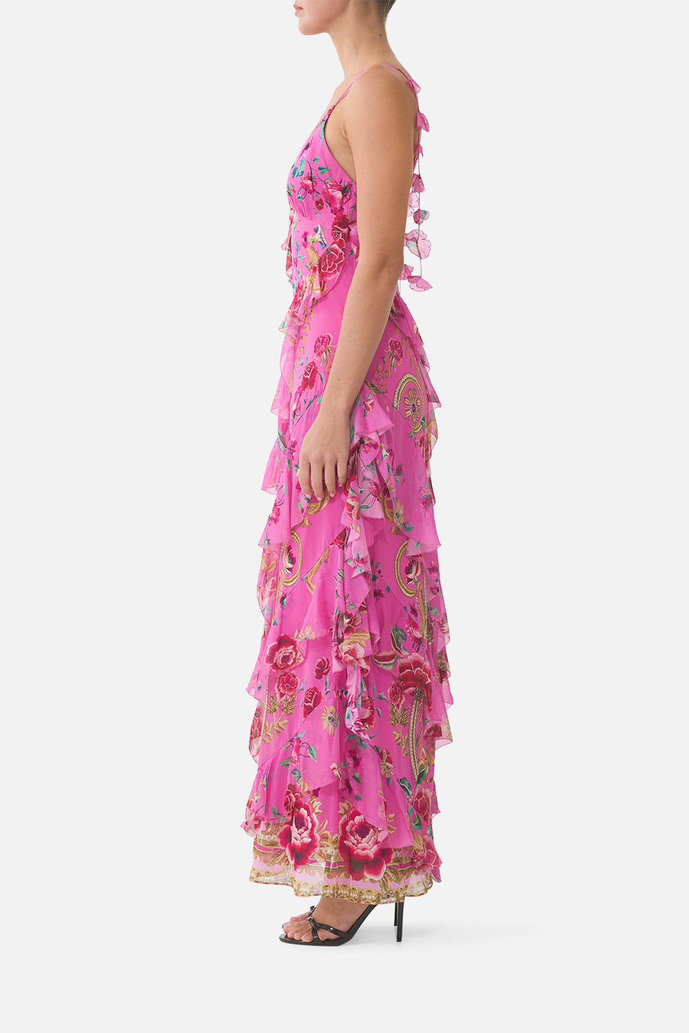 The Matadora Flora Asymmetrical Ruffle Slip Dress