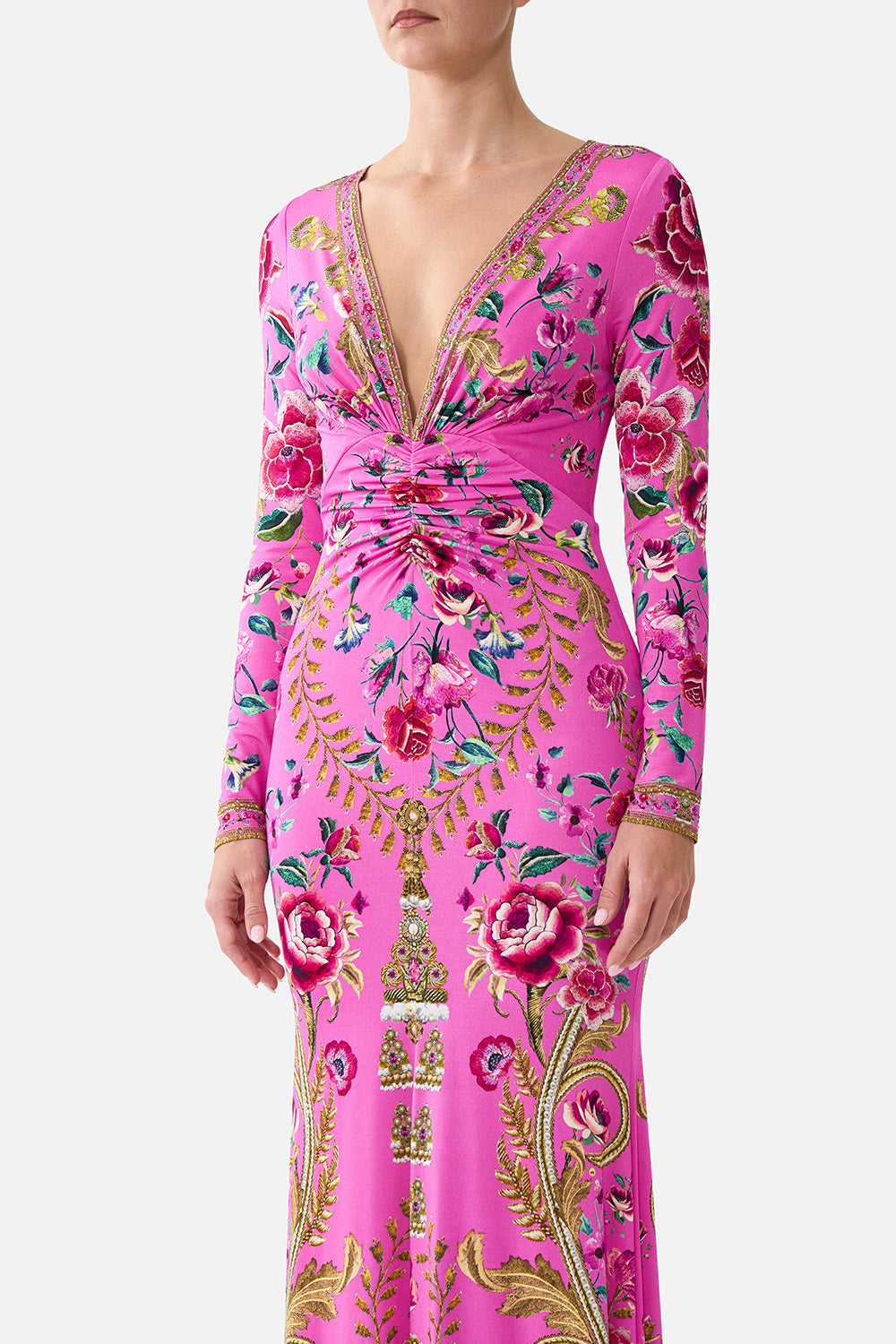 VESTIDO ESCOTE PICO CON DETALLE FRONTAL DE NUDO ESTAMPADO FLORES MATADOR