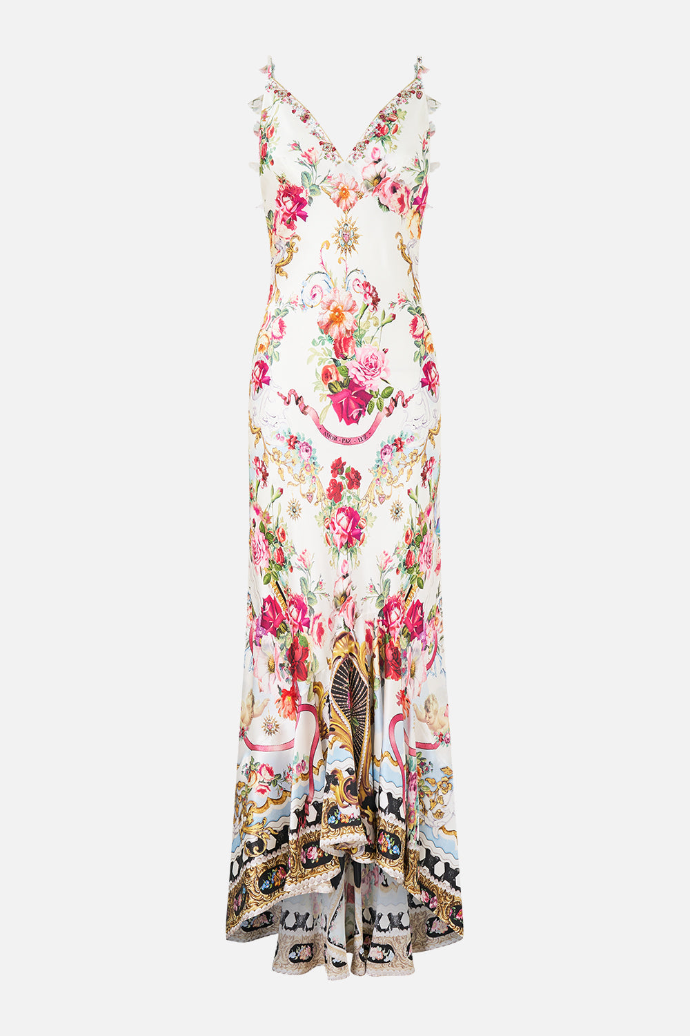 VESTIDO LENCERO ESCOTE PICO BAJO CON VOLANTE TORERO LIBERTINE