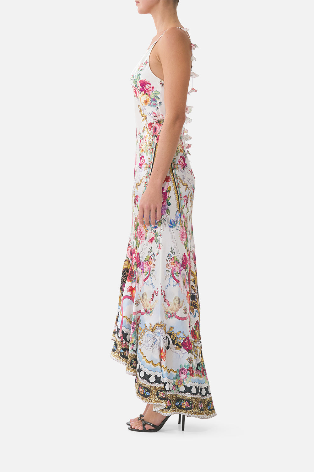 VESTIDO LENCERO ESCOTE PICO BAJO CON VOLANTE TORERO LIBERTINE