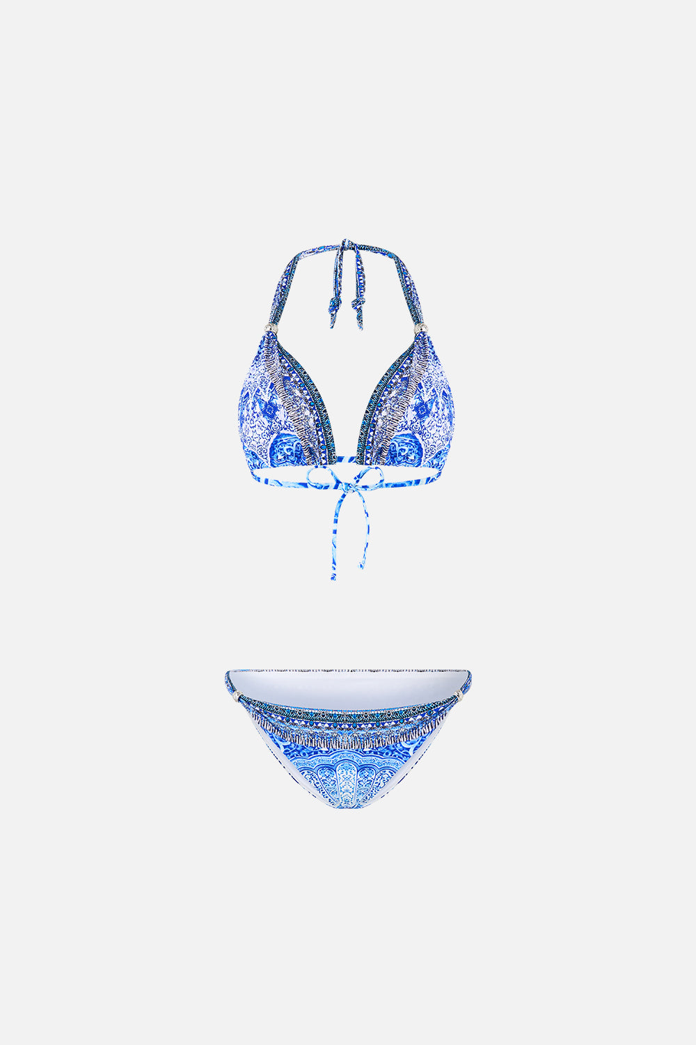 CONJUNTO DE BIKINI CON TRIÁNGULO, DECORACIÓN DE ESFERAS Y CORDÓN GRUESO PARA EL CUELLO, THE BOSPHOROUS