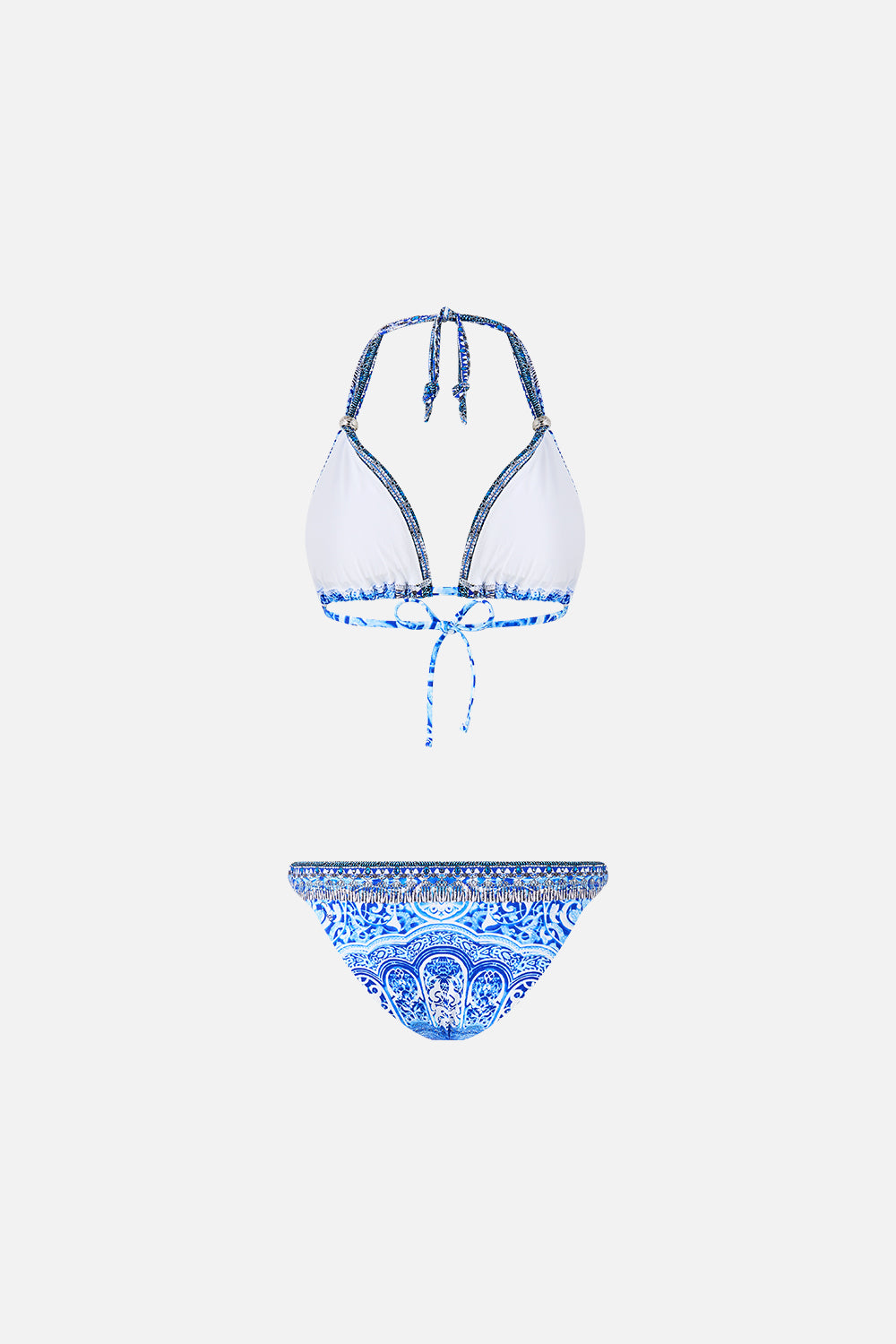 CONJUNTO DE BIKINI CON TRIÁNGULO, DECORACIÓN DE ESFERAS Y CORDÓN GRUESO PARA EL CUELLO, THE BOSPHOROUS