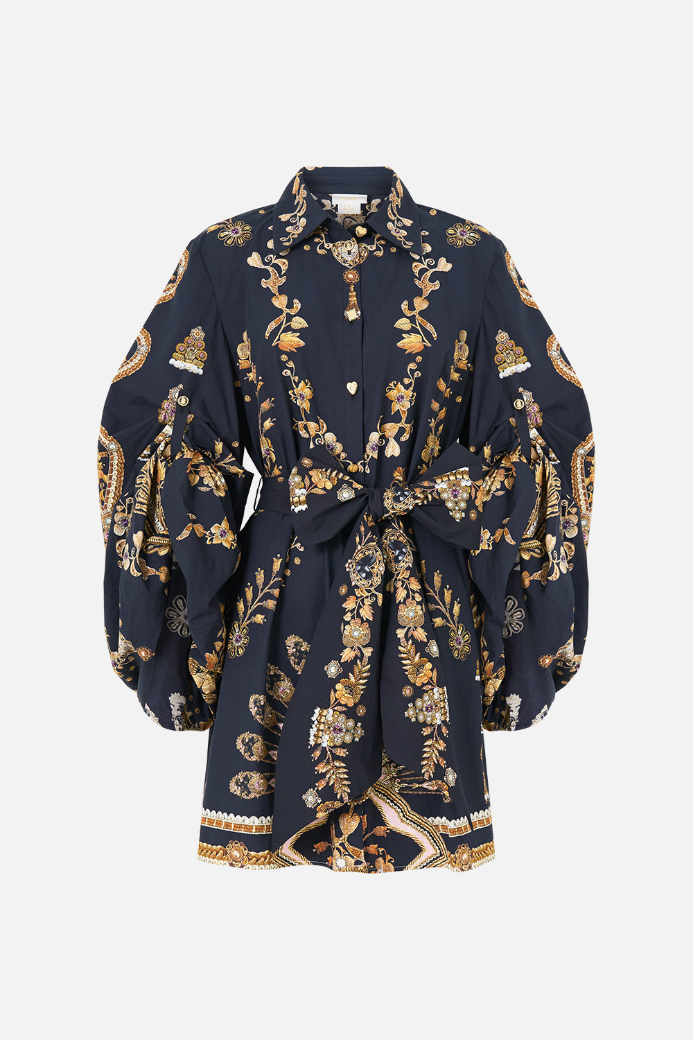 VESTIDO CAMISERO DE MANGA ABULLONADA CON CINTURÓN TAURO ASCENDENTE