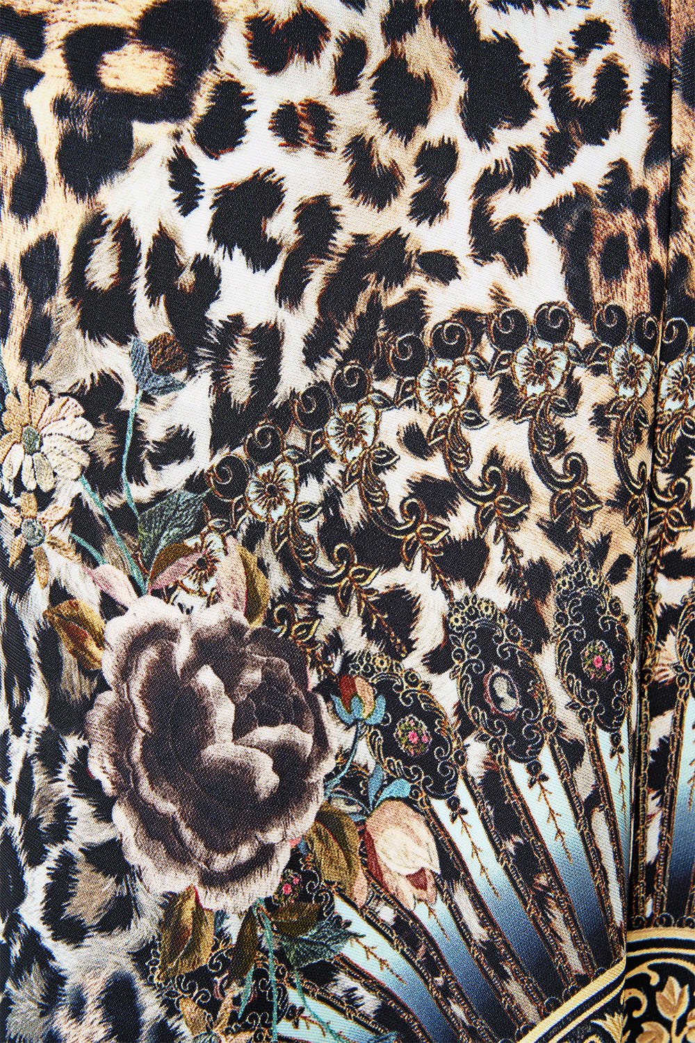 The CAMILLA GATHERED JERSEY LONG DRESS FIESTA, SIESTA, REPEAT in our  print.