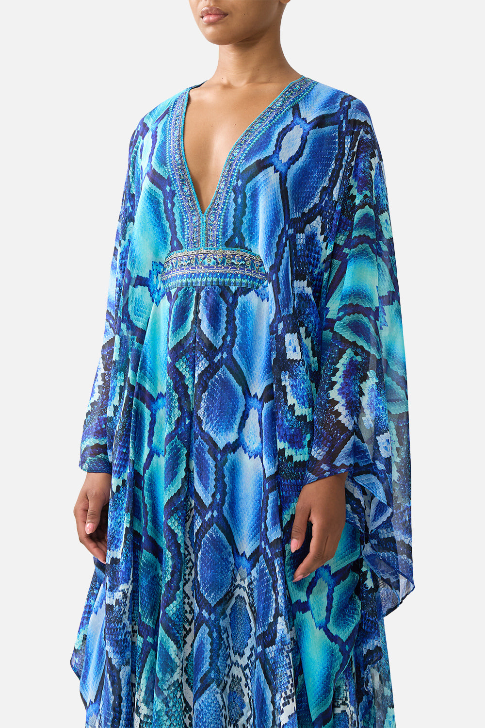 The The Sapphire Serpent Long Kaftan With Waist Detail | CAMILLA