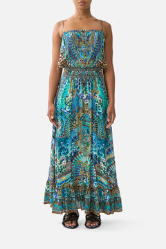 SHIRRED WAIST LONG DRESS FLAMENCO EUPHORIA