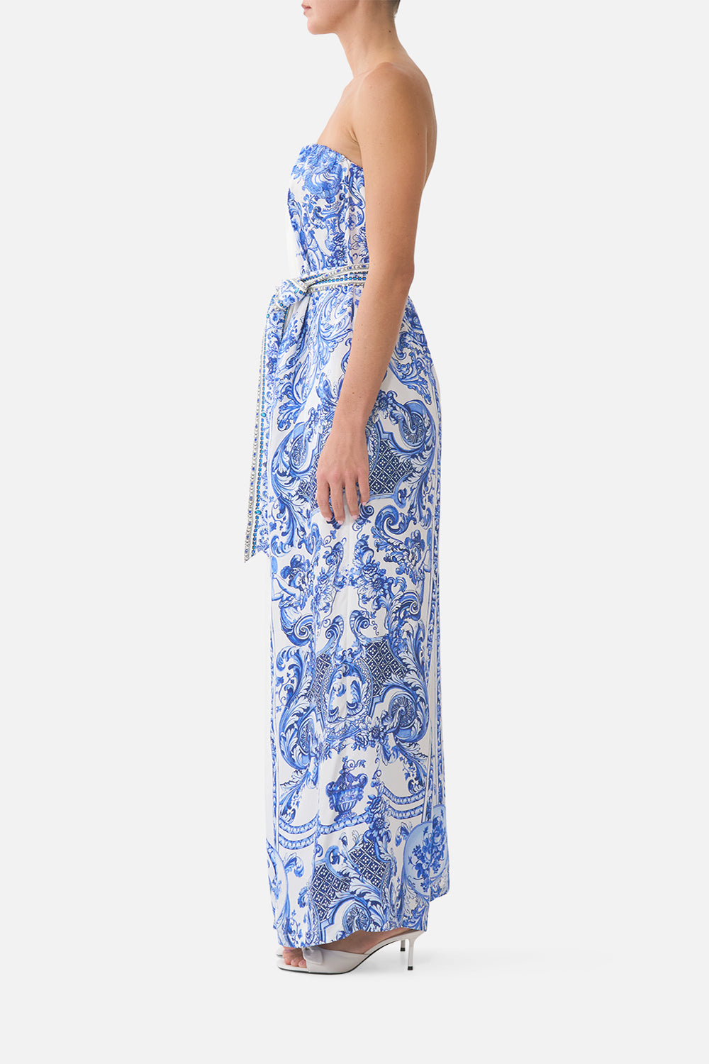 The Ceramic Panoramic Front Pleat Strapless Jumpsuit | CAMILLA US