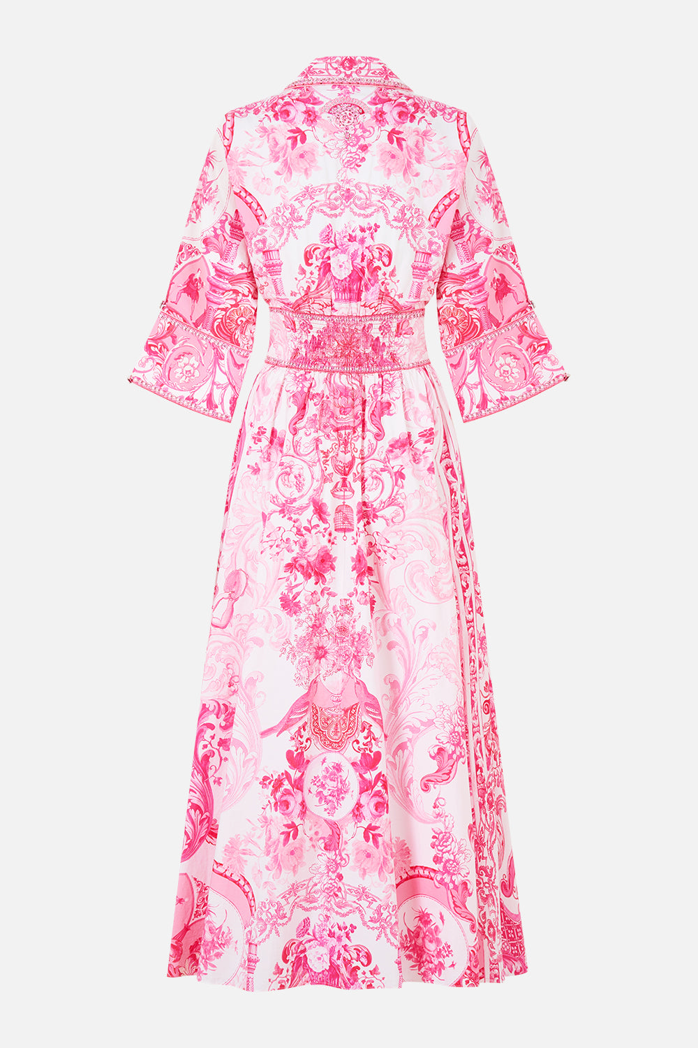 VESTIDO MIDI CON CINTURA MOLDEADA LIVIN LA VIDA ROSA