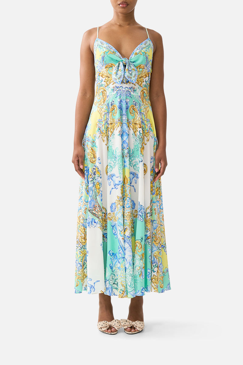 The Dial Up The Tiles Long Dress With Tie Front