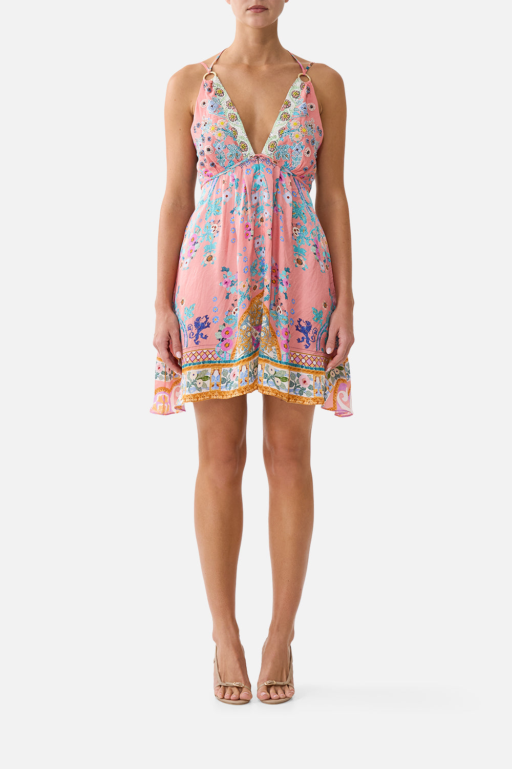 SHORT FLARED DRESS WITH HARDWARE HOWDY GAUDI