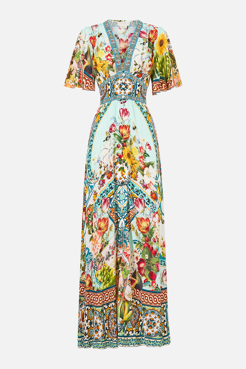 SHAPED WAISTBAND DRESS WITH FLUTTER SLEEVES MAGIC OF THE MERCADO