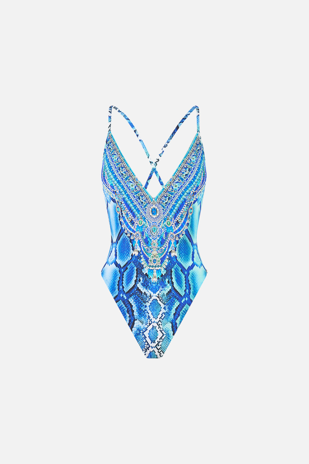 PADDED V NECK CROSS BACK ONE PIECE THE SAPPHIRE SERPENT
