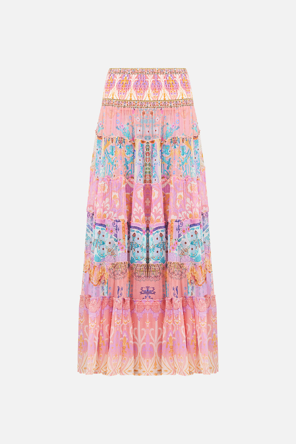SHIRRED WAIST TIERED CIRCLE SKIRT HOWDY GAUDI