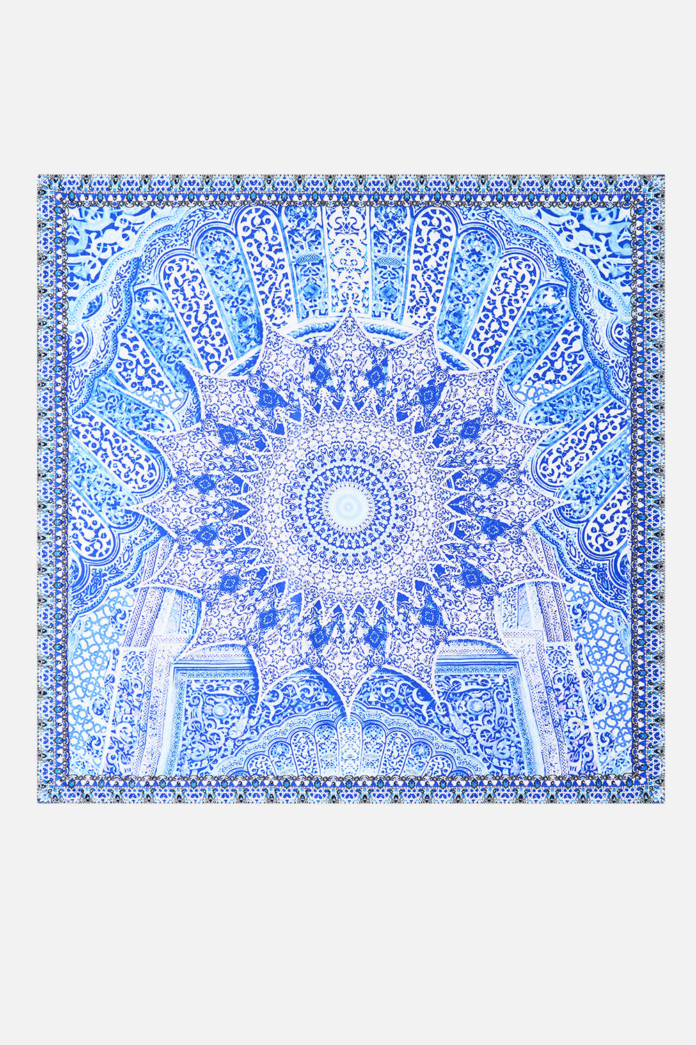 LARGE CRYSTALLED SILK SQUARE SCARF THE BOSPHOROUS