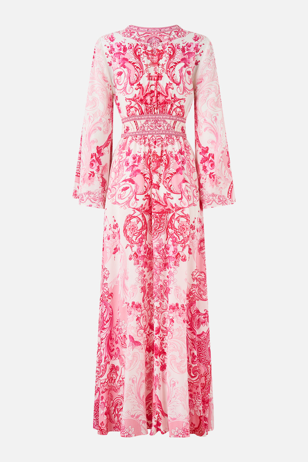 VESTIDO DE MANGA KIMONO CON DETALLE FRUNCIDO VIVIENDO LA VIDA ROSA
