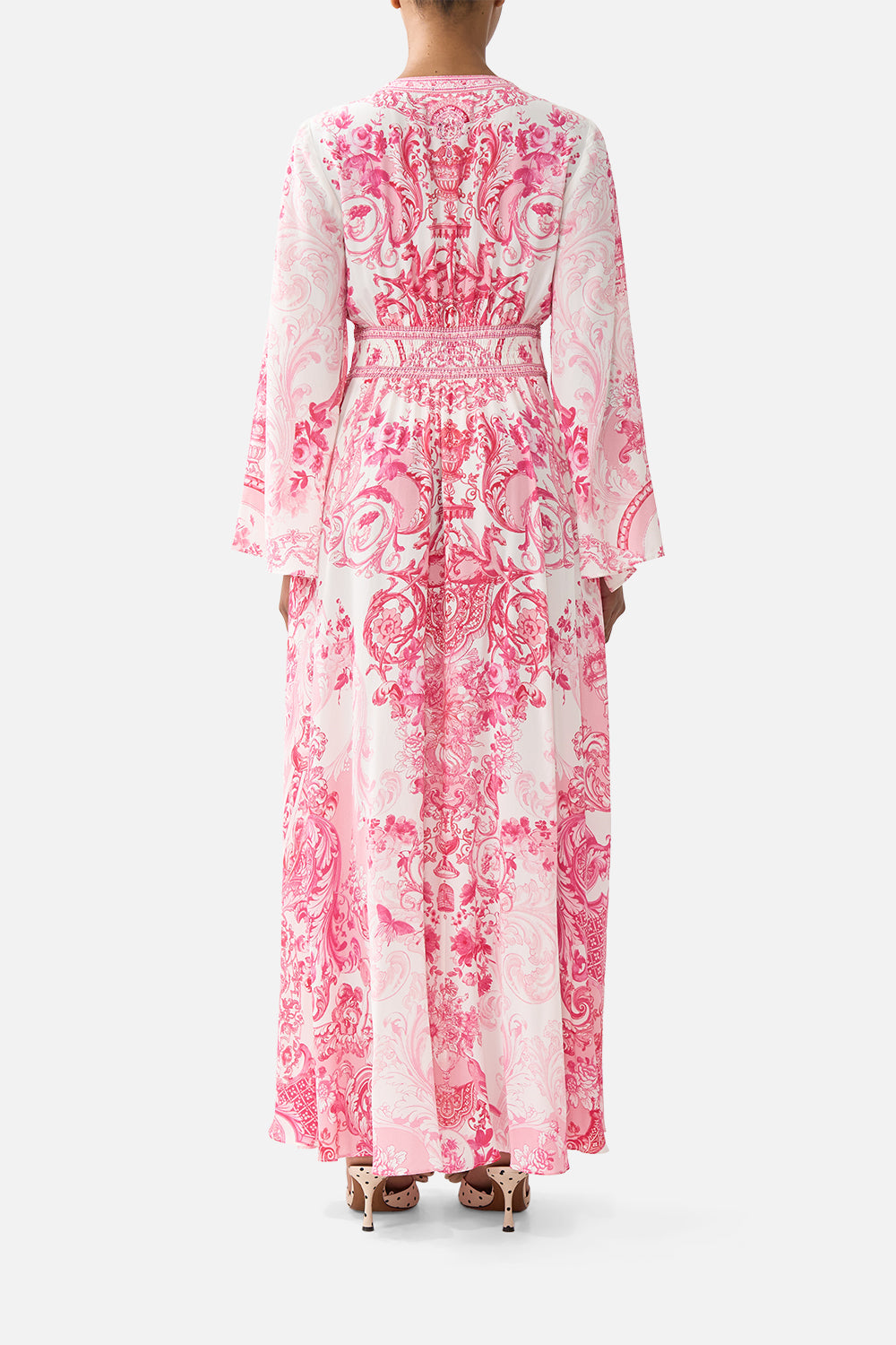 VESTIDO DE MANGA KIMONO CON DETALLE FRUNCIDO VIVIENDO LA VIDA ROSA