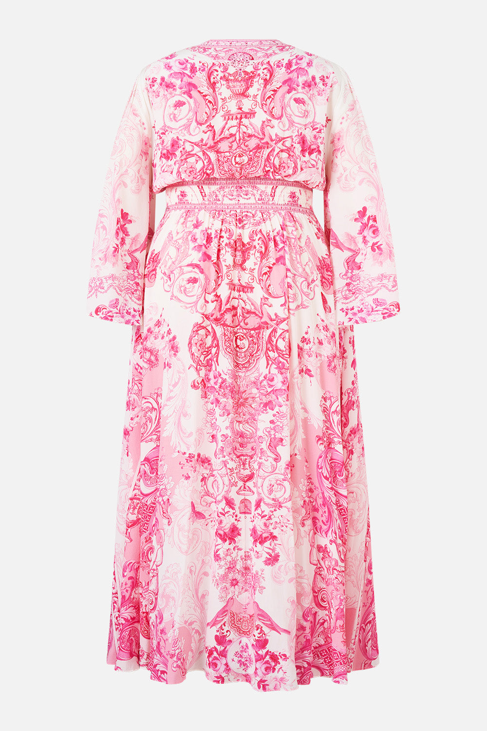 VESTIDO DE MANGA KIMONO CON DETALLE FRUNCIDO VIVIENDO LA VIDA ROSA