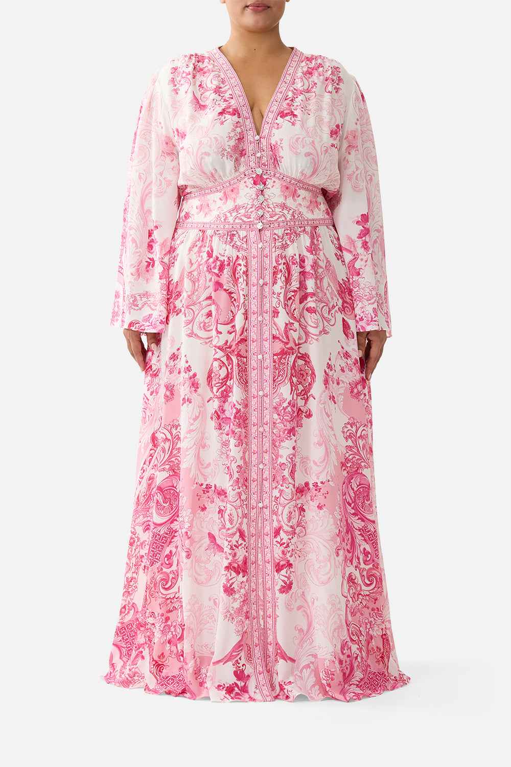 VESTIDO DE MANGA KIMONO CON DETALLE FRUNCIDO VIVIENDO LA VIDA ROSA