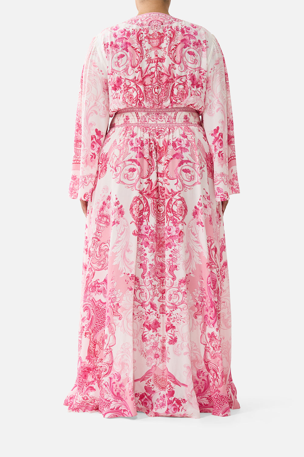 VESTIDO DE MANGA KIMONO CON DETALLE FRUNCIDO VIVIENDO LA VIDA ROSA