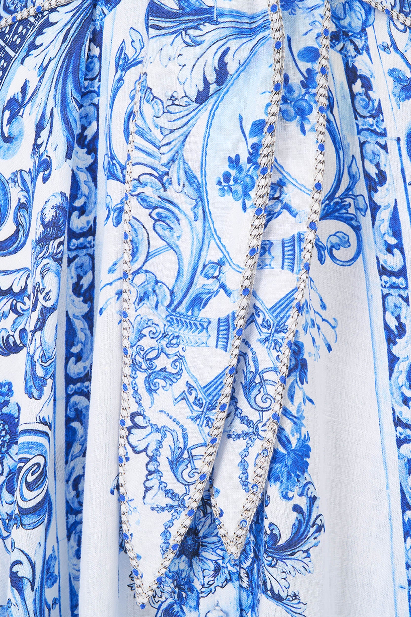 VESTIDO CAMISERO CON LAZO EN LA CINTURA Y MANGA ABULLONADA CERAMIC PANORAMIC