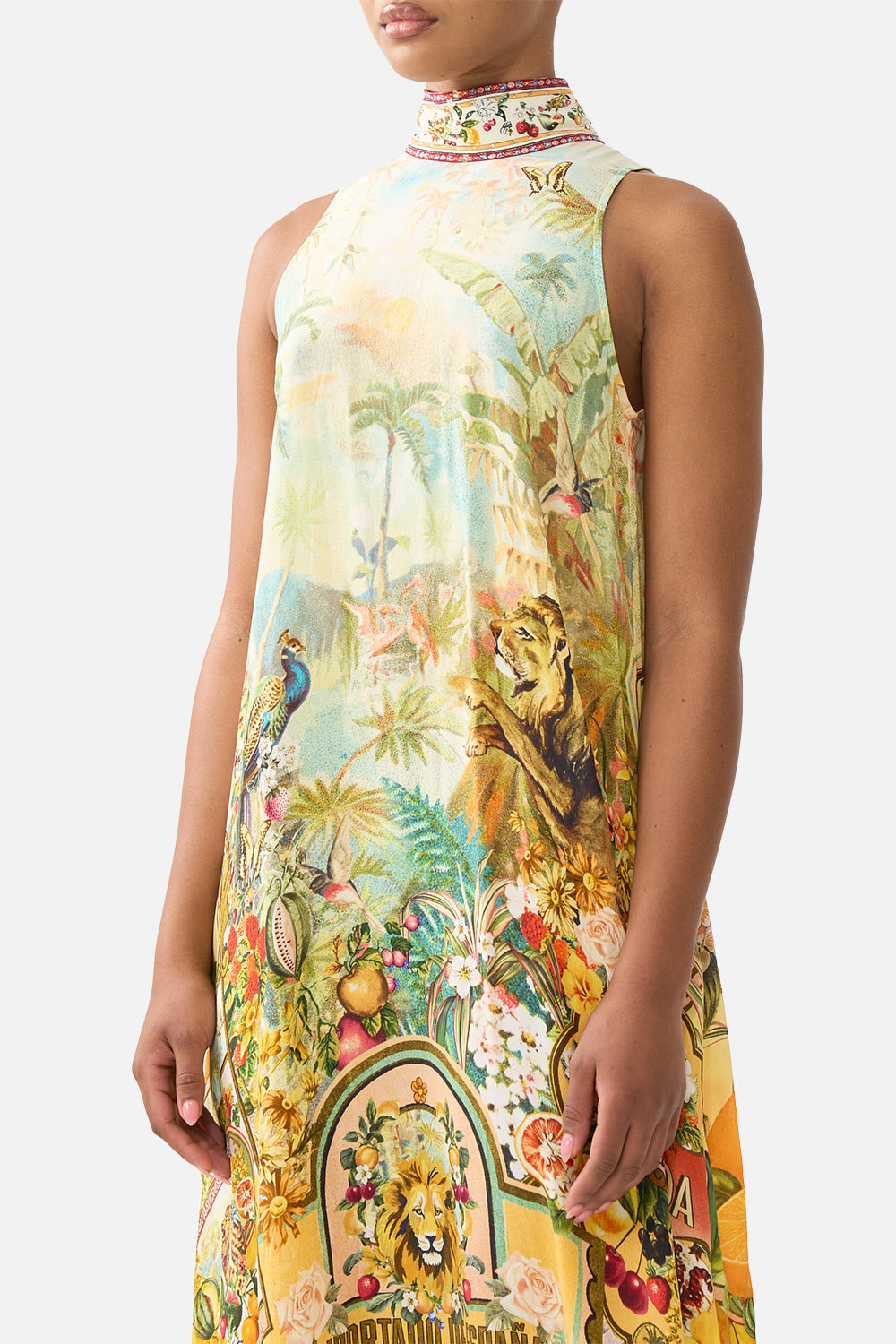 VESTIDO DE CUELLO ALTO CON LAZO EN LA NUCA VA VA VINTAGE